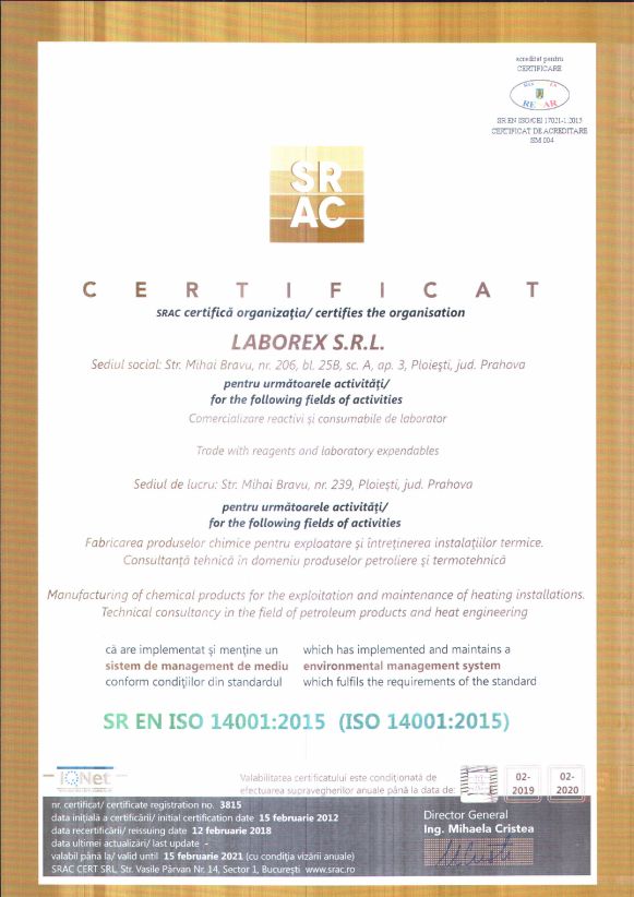 Certificat IQNet 14001