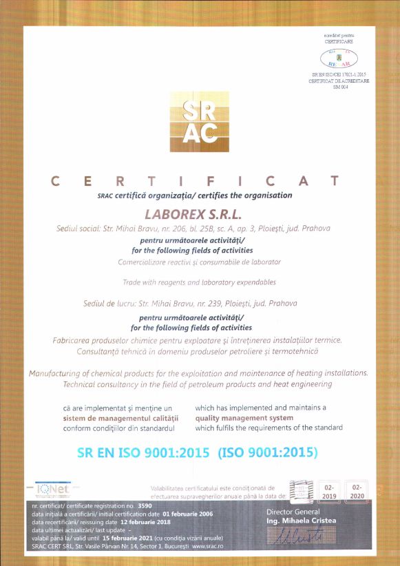 Certificat SRAC ISO9001