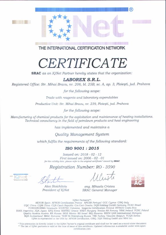 Certificat IQNet 9001